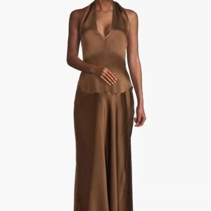 Emilia George Giselle Satin Halter Dress